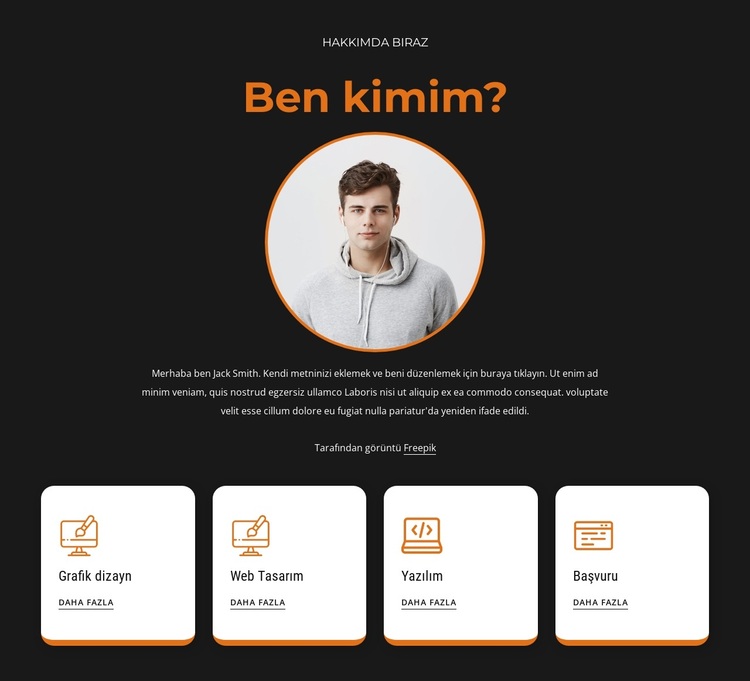 Benim hakkımda simgelerle engelle WordPress Teması