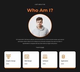 About Me Block With Icons - Drag & Drop Website Builder