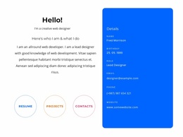 Website Design For Hello Block With Contacts