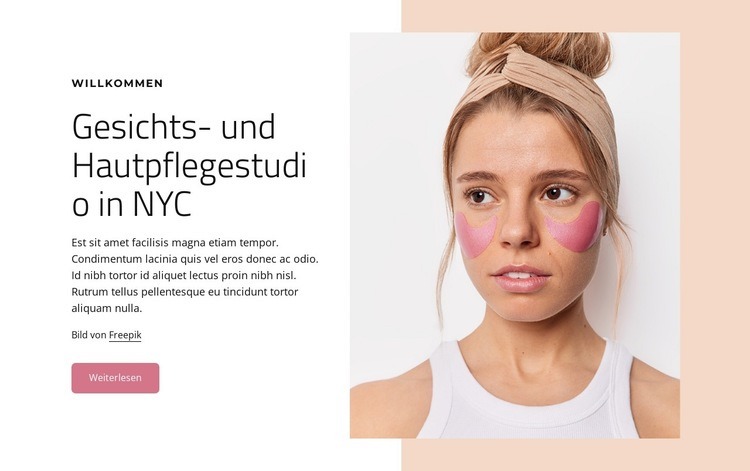 Gesichts- und Hautpflegestudio in NYC Eine Seitenvorlage