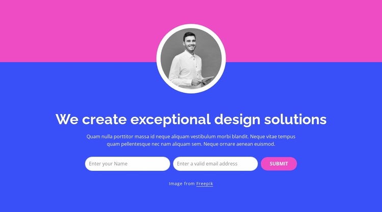 We create exceptional design solutions Landing Page