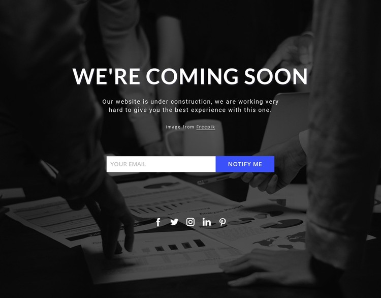 Coming soon on dark background CSS Template