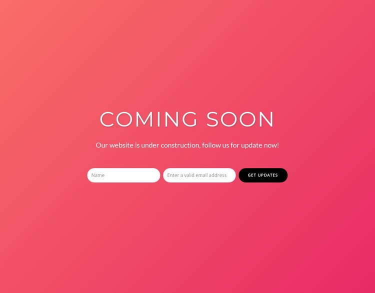 Coming soon with subscribe form CSS Template
