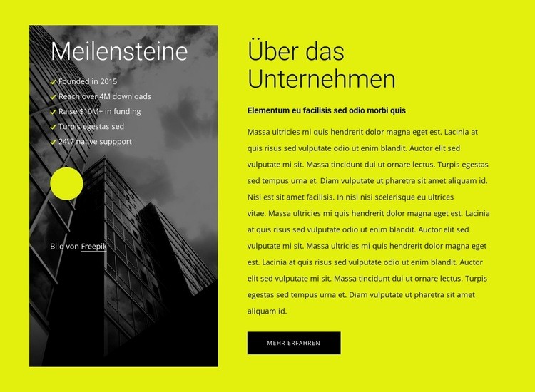 Über uns Block mit 2 Zellen Website design