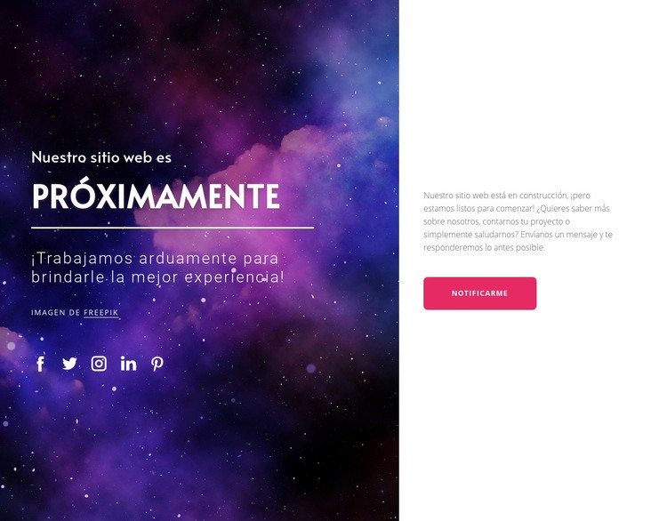 Próximamente con botón Creador de sitios web HTML