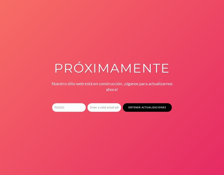 Próximamente con formulario de suscripción Plantillas de creación de sitios web