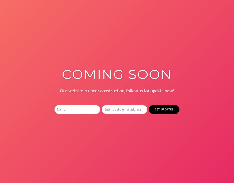 Coming soon with subscribe form Homepage Design