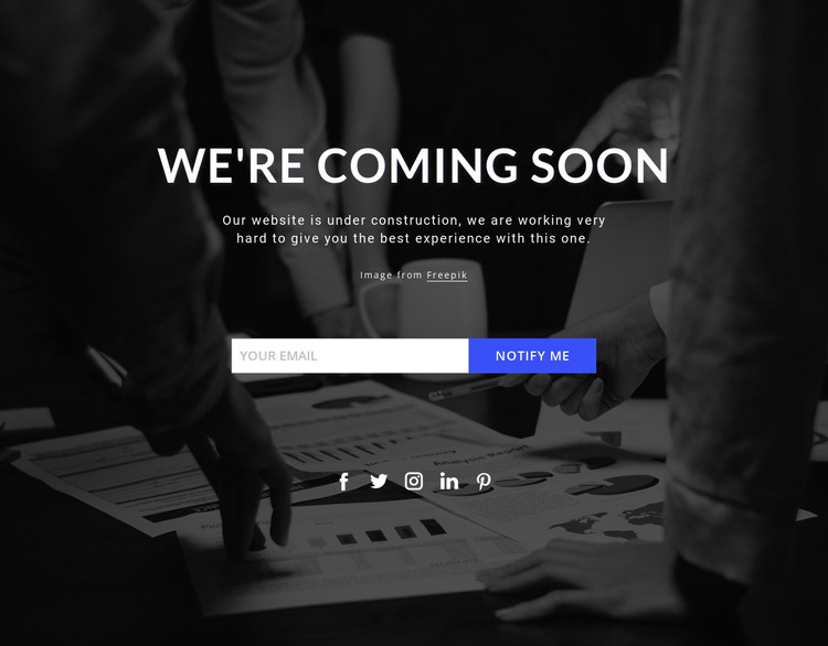 Coming soon on dark background HTML Template