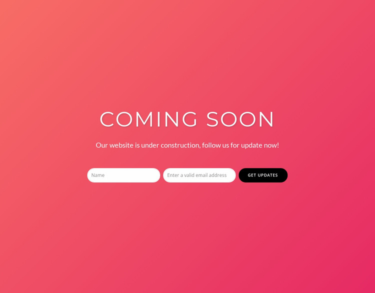 Coming soon with subscribe form Html Website Builder