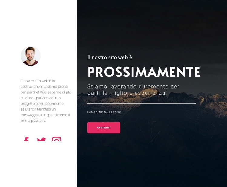 Il nostro sito è in costruzione Mockup del sito web