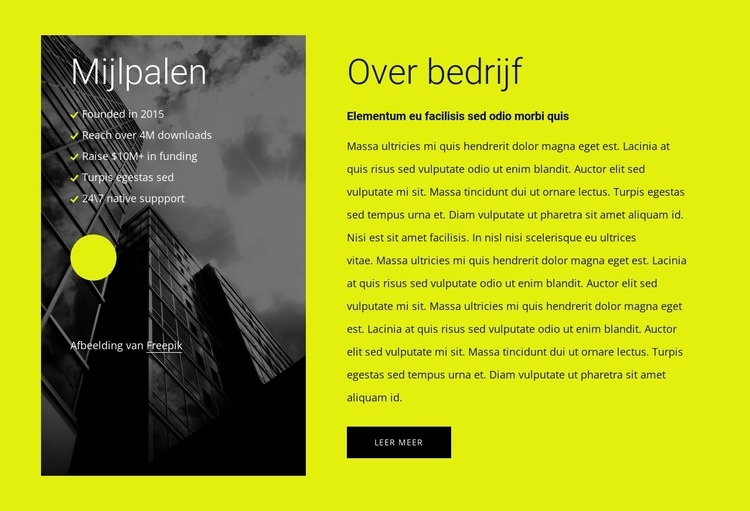 Over ons blok met 2 cellen Website mockup