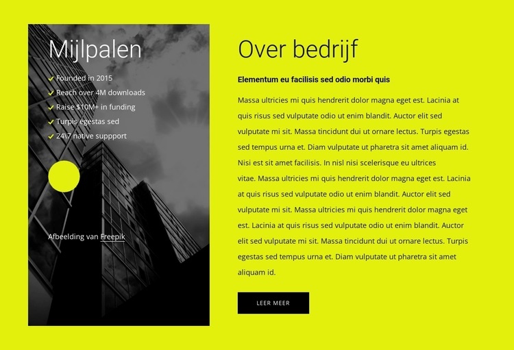 Over ons blok met 2 cellen Website ontwerp