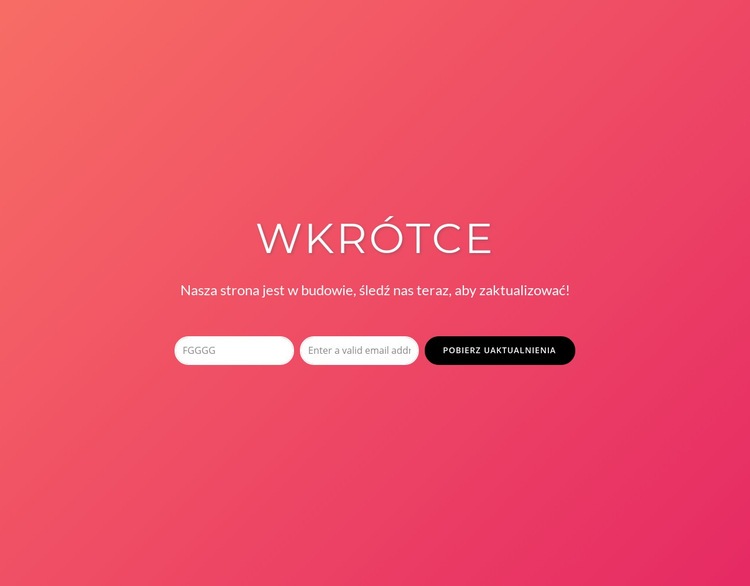 Wkrótce z formularzem subskrypcji Szablon HTML5