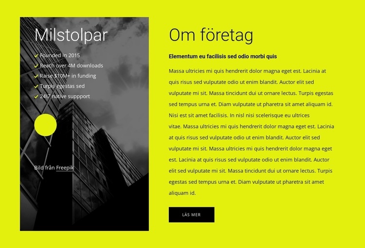 Om oss block med 2 celler WordPress -tema