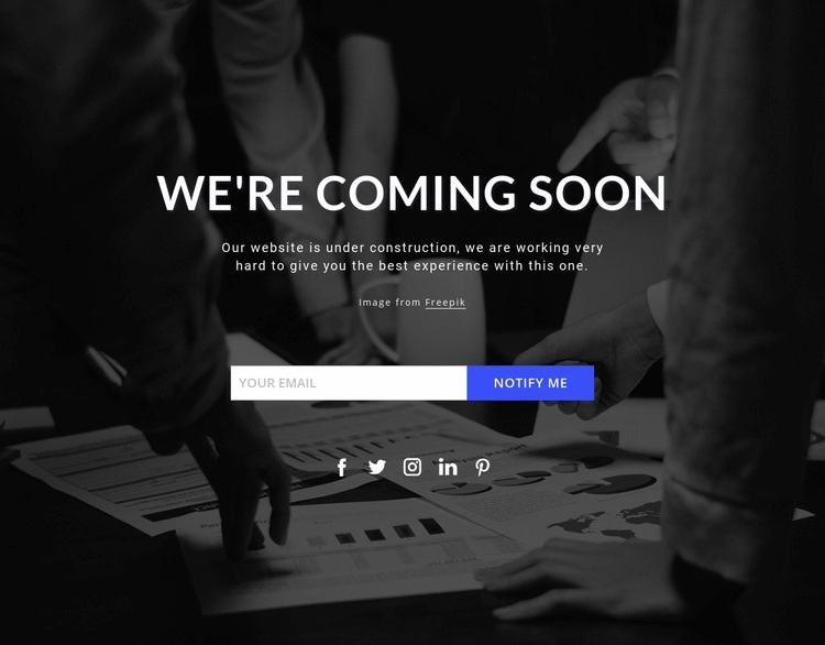 Coming soon on dark background Web Page Design