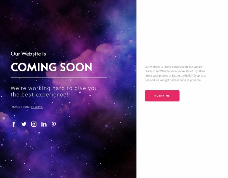 Coming soon with button Web Page Design