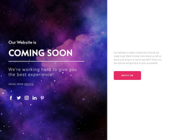 Ready To Use Site Design For Coming Soon With Button