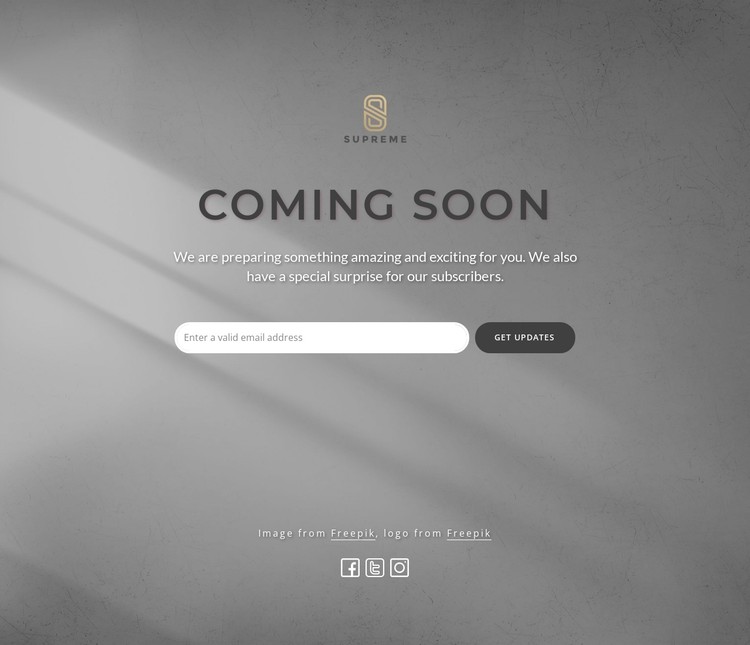 Coming soon block with logo CSS Template