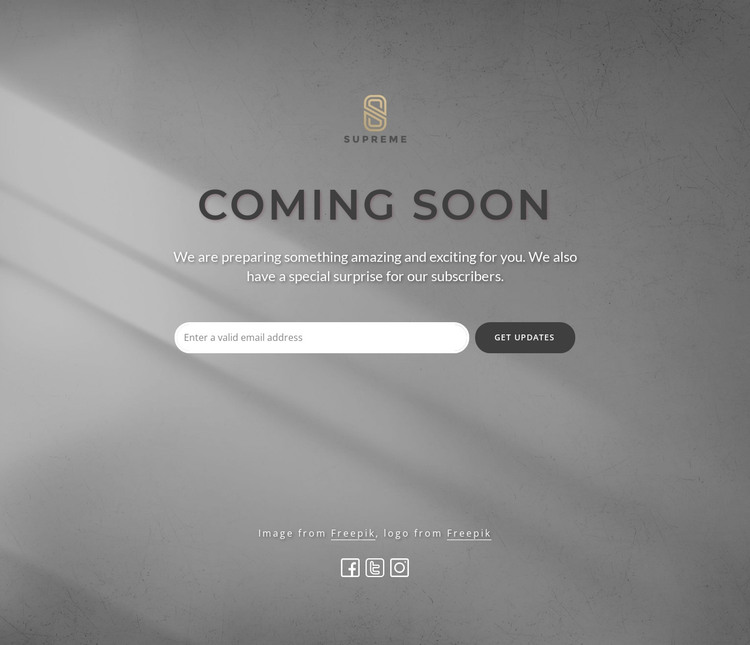 Coming soon block with logo HTML Template