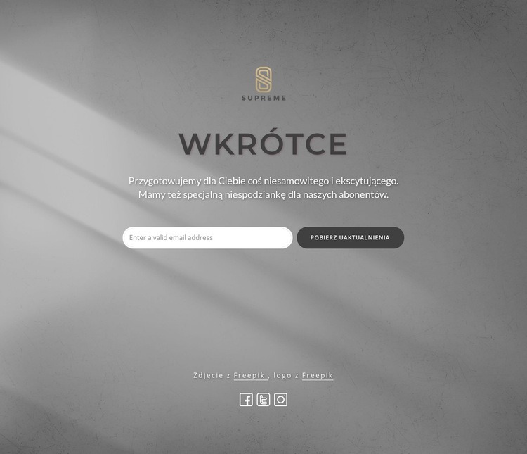 Wkrótce blok z logo Projekt strony internetowej