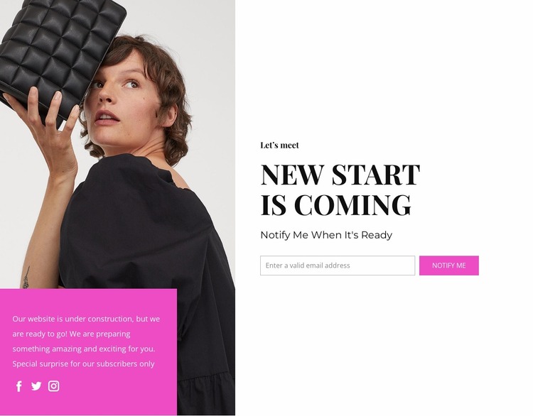 New start is coming Website Mockup