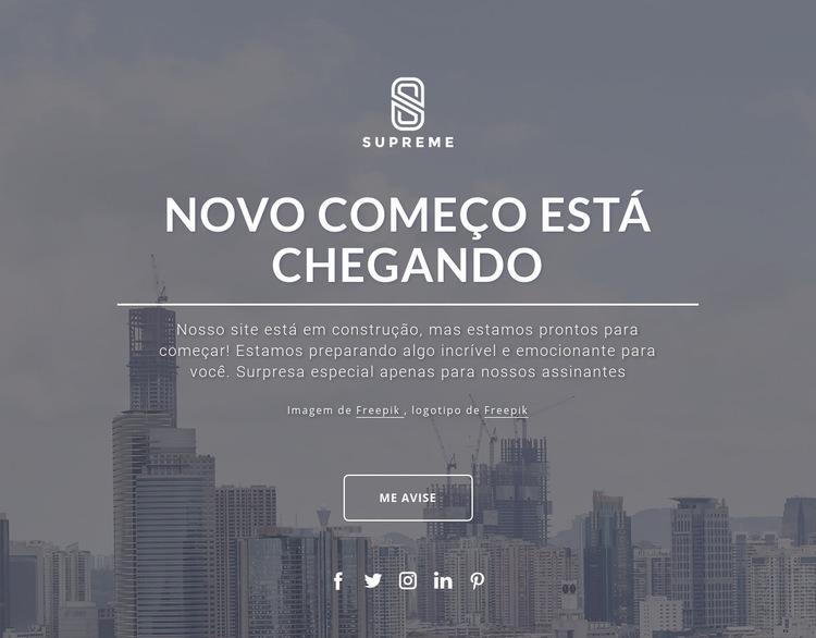 Em breve design Maquete do site