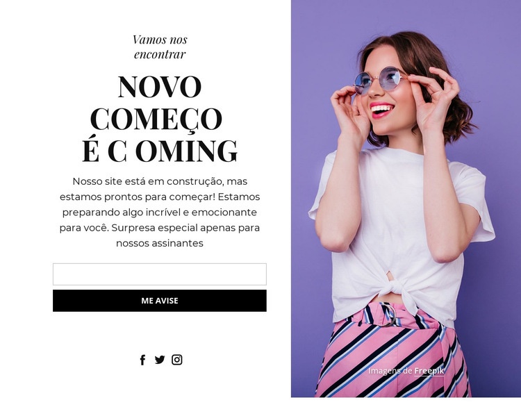 Perfeito em breve, bloco Landing Page