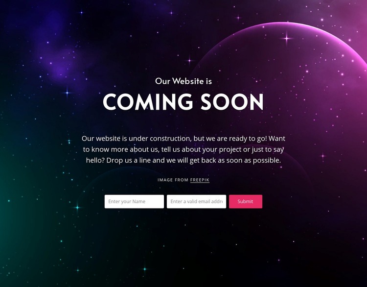 Coming soon block with background Homepage Design