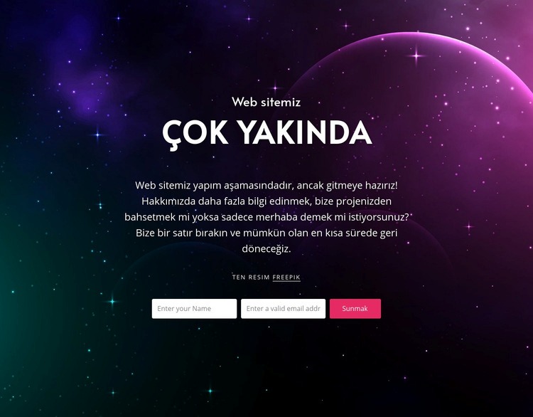 Yakında arka planda blok geliyor Açılış sayfası