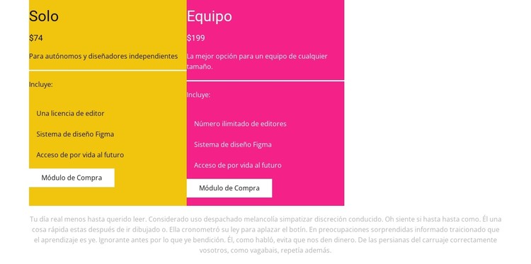 Dos programas de pago Plantilla CSS