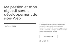 Texte, Bouton Et Icônes Sociales : Modèle De Site Web Simple