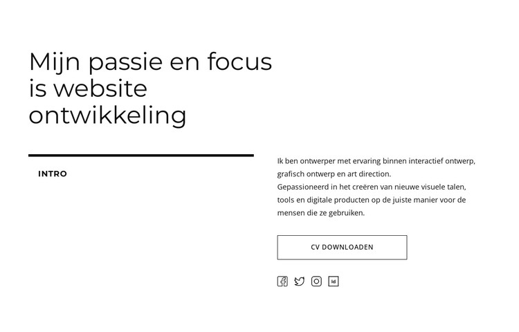 Tekst-, knop- en sociale pictogrammen CSS-sjabloon