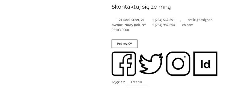 Blok kontaktowy dla freelancerów Kreator witryn internetowych HTML