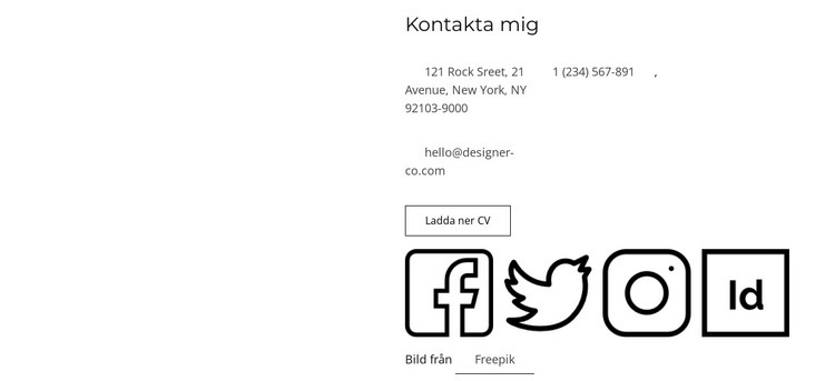 Kontaktblock för frilansare Hemsidedesign