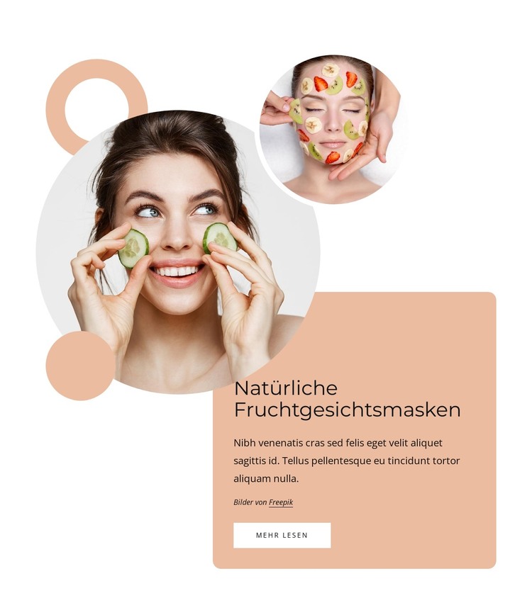 Natürliche Fruchtmasken HTML-Vorlage