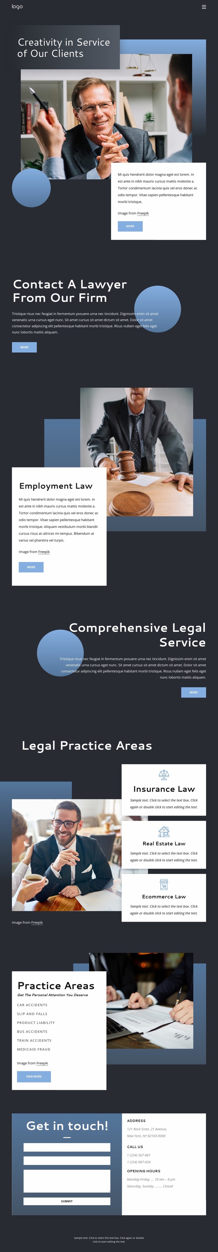 Experienced legal advice Website Mockup