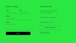 Contact Block With Button And Social Icons Single Page Website