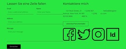 Kontaktblock Mit Schaltfläche Und Sozialen Symbolen - Site-Vorlage