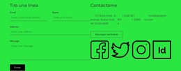 Bloque De Contacto Con Botón E Iconos Sociales. Constructor Joomla
