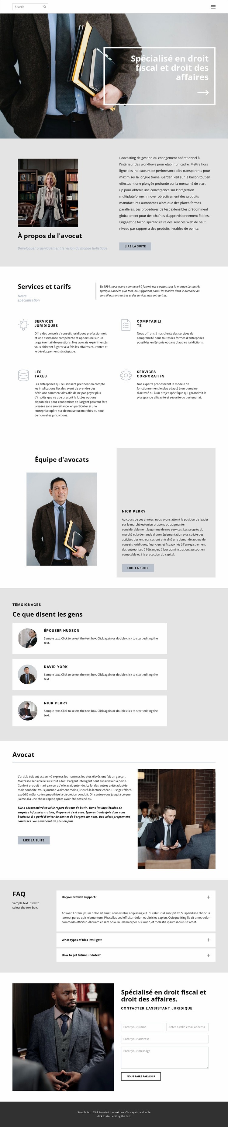 Avocat fiscaliste Modèle d'une page