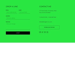 Contact Block With Button And Social Icons - Simple Html Code