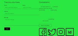 Blocco Contatti Con Pulsante E Icone Social - Modello Di Sito