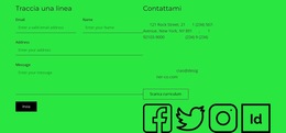 Fantastico Modello HTML5 Per Blocco Contatti Con Pulsante E Icone Social