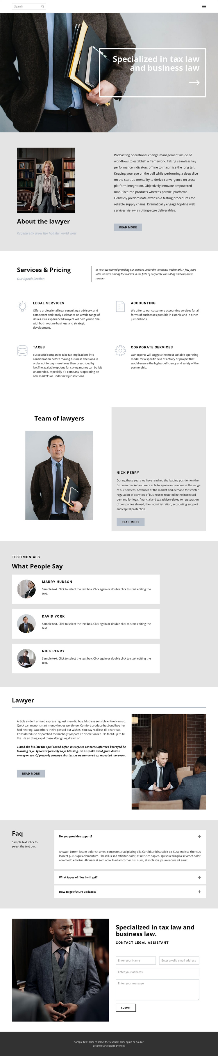 Tax lawyer One Page Template