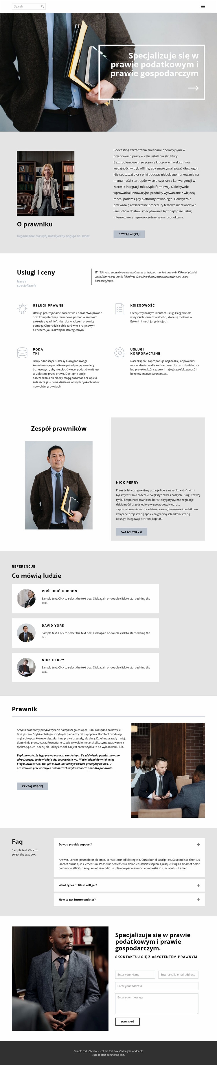 Prawnik podatkowy Makieta strony internetowej