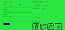 Blok Kontaktowy Z Przyciskiem I Ikonami Społecznościowymi - Szablon Strony HTML