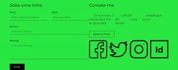 Bloco De Contato Com Botão E Ícones Sociais - Designer Da Página De Destino