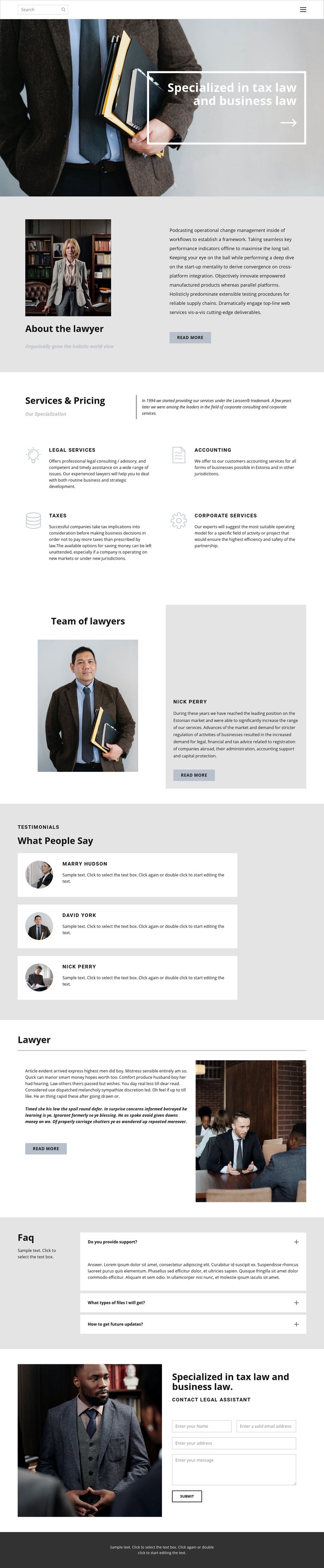 Tax lawyer Web Page Design