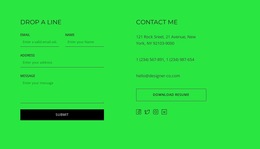 Exclusive Website Builder For Contact Block With Button And Social Icons