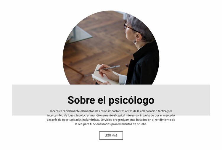 Sobre el psicólogo Maqueta de sitio web